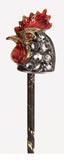 Cockerel tie pin in diamonds and enamel c. 1890
