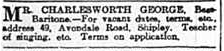 George Charlesworth advert